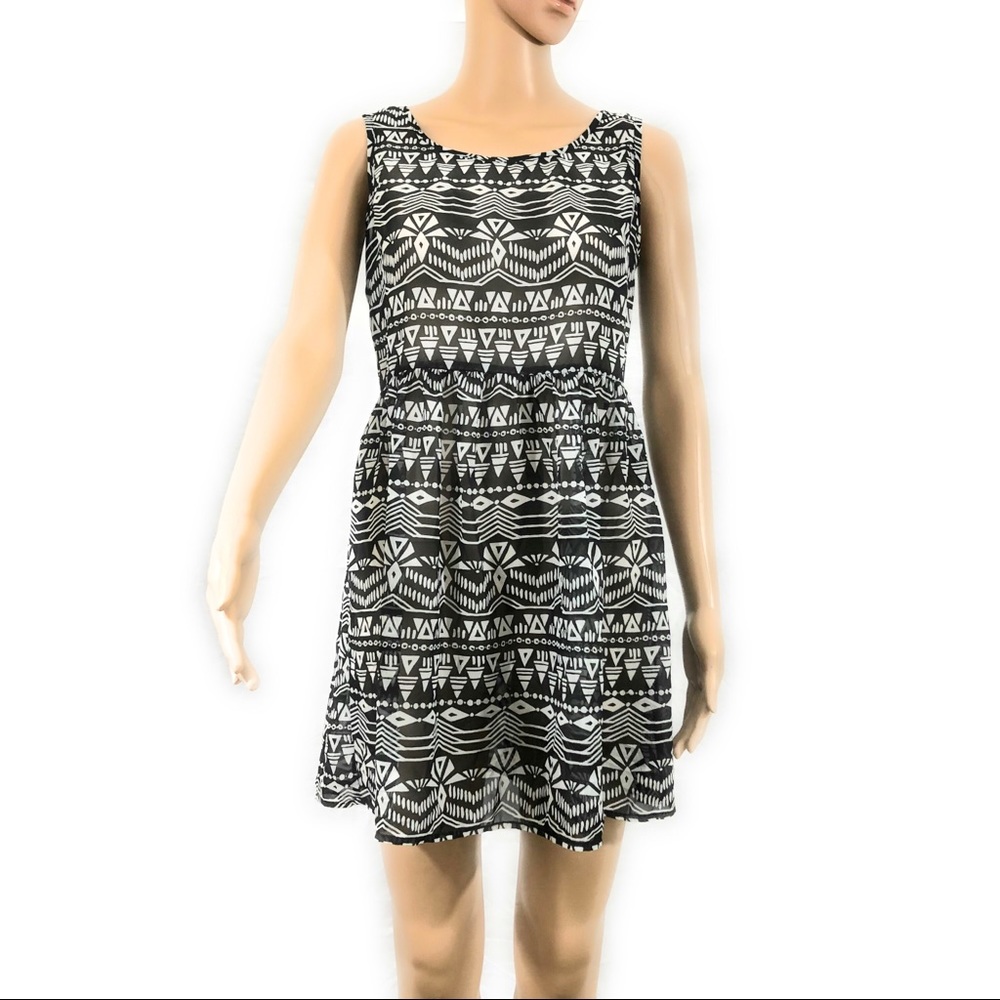 BeBop Swimsuit Coverup/Dress Sm Black White Sheer